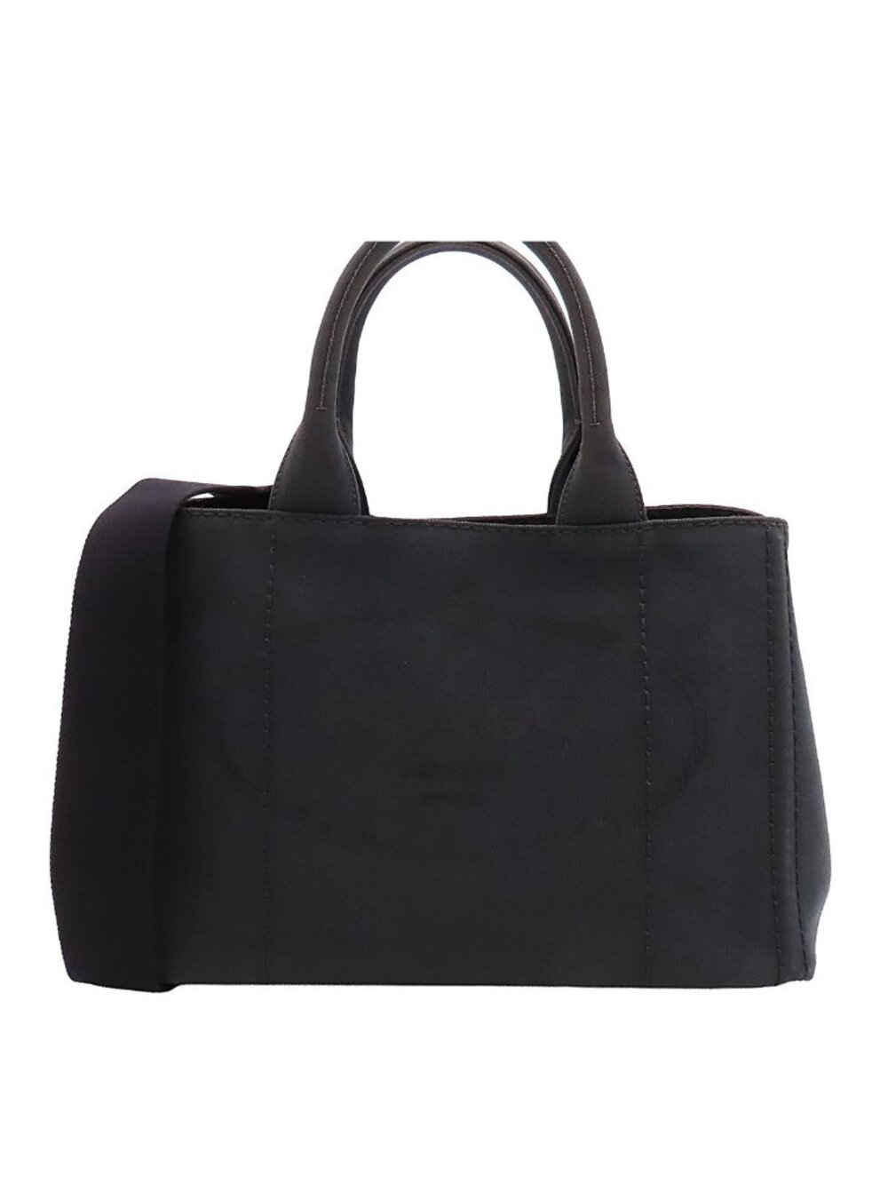 Prada Canapa S Mini 2-Way Tote Shoulder Bag Nero Black Canvas